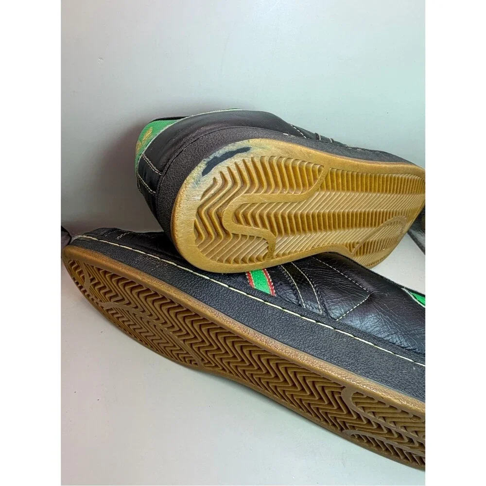 Adidas Superstar Black Leather Red Green Stripe Shell Toe Sz 11